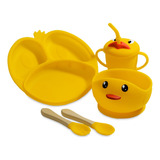 Kit Refeição Bebê Prato Babador Copo Talher Silicone Ventosa