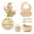 Kit Refeição Bebê Prato Babador Copo Talher Silicone Ventosa