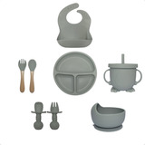 Kit Refeição Bebê Silicone Colher Pratinho Infantil Ventosa