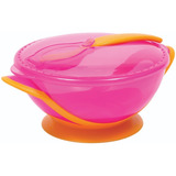 Kit Refeição Bowl Infantil Com Colher E Tampa Rosa