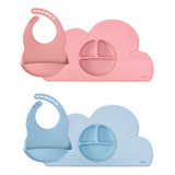Kit Refeição Buba Prato Babador Jogo Americano Silicone