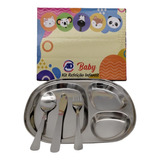 Kit Refeição Infantil Aço Inox 4 Peças Linha Ad Baby