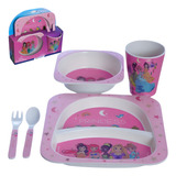 Kit Refeição Infantil Copo Prato Talheres Princesas Disney