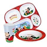 Kit Refeição Infantil Mickey Mouse Disney 3 Peças Melamina Prato, Bandeja E Copo - Tuut