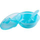 Kit Refeição Prático Com Bowl Infantil Com Colher Tampa Azul