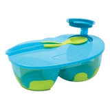 Kit Refeição Tigela Com Divisória E Colher Buba Baby Cor Azul