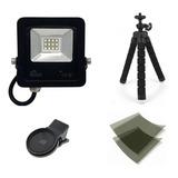 Kit Refletor 10w 2 Película Polarizada Tripé Lente Cpl