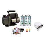 Kit Refrigeração Automotiva Manifold Bomba Vácuo Balança