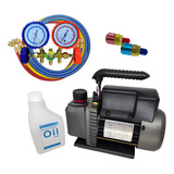Kit Refrigeração Veicular Manifold Com Engate Bomba Vácuo