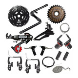 Kit Relação 21 Marchas Bicicleta Completo Pedivela Freios