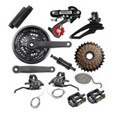 Kit Relação Bike Pedivela Catraca Corrente Câmbios 21 Rapids
