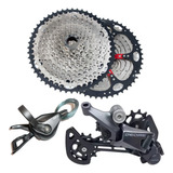 Kit Relação Cassete Catraca K7 X time 12s 11 52t Dentes Cb Aço Inox alumínio Câmbio Deore M6100 Imp Traseiro 12v Alavanca Passador Deore Cambio 12v Velocidades Traseiro Imp Bike Bicicleta Shimano