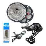Kit Relação Cassete Catraca X time 12s 11 52t Dentes Cb Aço Inox alumínio Câmbio Deore M6100 Imp Traseiro 12v Alavanca Passador Deore Cambio 12v Corrente Shimano 12s Velocidades Bike Bicicleta