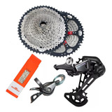 Kit Relação Cassete Catraca X time 12s 11 52t Dentes Cb Aço Inox alumínio Câmbio Deore M6100 Imp Traseiro 12v Alavanca Passador Deore Cambio 12v Corrente Sunrace 12s Velocidades Bike Bicicleta
