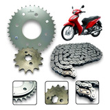 Kit Relação Corrente Biz 100 1998 Até 2005 Aco 1045 Inmetro