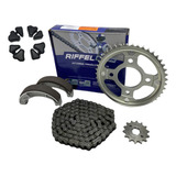 Kit Relação Riffel Cg Fan Titan150 Lona Freio Coxim Coroa