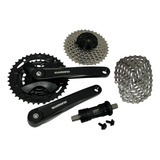 Kit Relação Shimano Altus 27v Pedivela Eixo Cassete Corrente