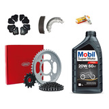 Kit Relação Titan 150 Vaz Vela Buchas Coroa Lona Óleo Mobil