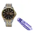 Kit Relógio + Canivete Pulso Masculino Orient Prata Dourado