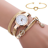 Kit Relogio Feminino Dourado