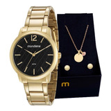 Kit Relógio Feminino Mondaine Original Barato Colar Brincos
