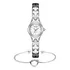 Kit Relógio Feminino Prata Pequeno Quartz Bracelete Coração