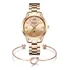 Kit Relógio Feminino Rose Gold Curren Analógico + Bracelete Correia Dourado Rose Bisel Dourado Rose Fundo Dourado Rose