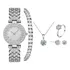 Kit Relógio Feminino Strass + Colar Brincos Pulseira E Anel Fundo Madrepérola