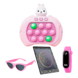 Kit Relogio Infantil Feminino Original Pop It Lousa Mágica