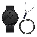 Kit Relogio Masculino Preto
