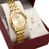 Kit Relógio Mondaine Feminino Dourado Com Colar E Brincos 32610lpmkde1k1