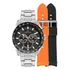 Kit Relógio Technos Masculino Cronógrafo Troca Pulseiras Cor Da Correia Prateado Cor Do Bisel Preto Cor Do Fundo Preto