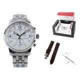 Kit Relógio Tissot Prc 200 Branco Aço + Couro + Estojo + Nf