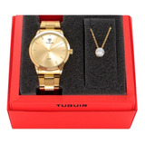 Kit Relógio Tuguir Feminino Tg143 Dourado Ref - Tg35011