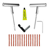 Kit Remendo Metal Reparo Pneu Carro Moto Sem Câmara 15 Refis
