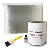 Kit Reparo Fibra De Vidro Manta Resina Pincel E Catalizador