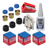 Kit Reparo Para Taco Sinuca Bilhar Sola Cola Ajustador Giz