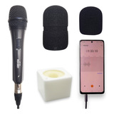 Kit Reporter Microfone No Celular Cabo P3 Canopla Espuma