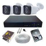 Kit Residencial Comercial 3 Câmeras Vigilância Hd 720p Dvr