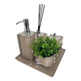 Kit Resina Para Banheiro 5 Peças Cristal Cappuccino C Cr