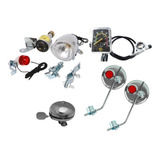 Kit Retrô Bicicleta Vintage Espelhos Farol Dínamo Campainha 