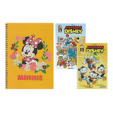  Kit Revistas Em Quadrinhos Disney + Caderno Capa Dura