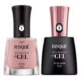 Kit Risque Diamond Gel Sal Rosa Top Coat 9 5ml