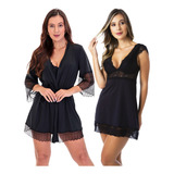 Kit Robe E Camisola Feminina De