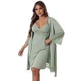 Kit Robe Noiva Camisola Amamentação Curta Gestante Maternidade -Teos- P-