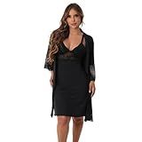 Kit Robe Noiva Camisola Amamentação Curta Gestante Maternidade Preto M 