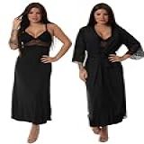 Kit Robe Noiva Roupão Camisola Amamentação Longa Maternidade Preto M 
