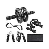 KIT Roda Abdominal Apoio Suporte Flexão De Braço Corda De Pular Tapete E Elástico Handgrip Conjunto 7x1 Treino Funcional Cardio Exercício Em Casa LINHA ACADEMIA PREMIUM