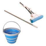 Kit Rodo Mágico Mop Limpa E Seca Tudo Pro E Balde Dobrável