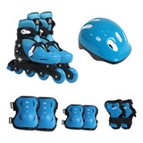 Kit Roller In-line Completo Patins Radical G (37-40) Azul